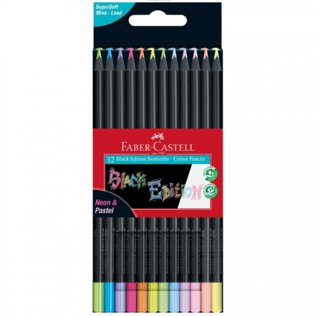 Black Edition Colour Pencils Neon Pastel 12