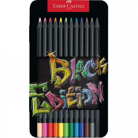 Black Edition Colour Pencils, Tin of 12